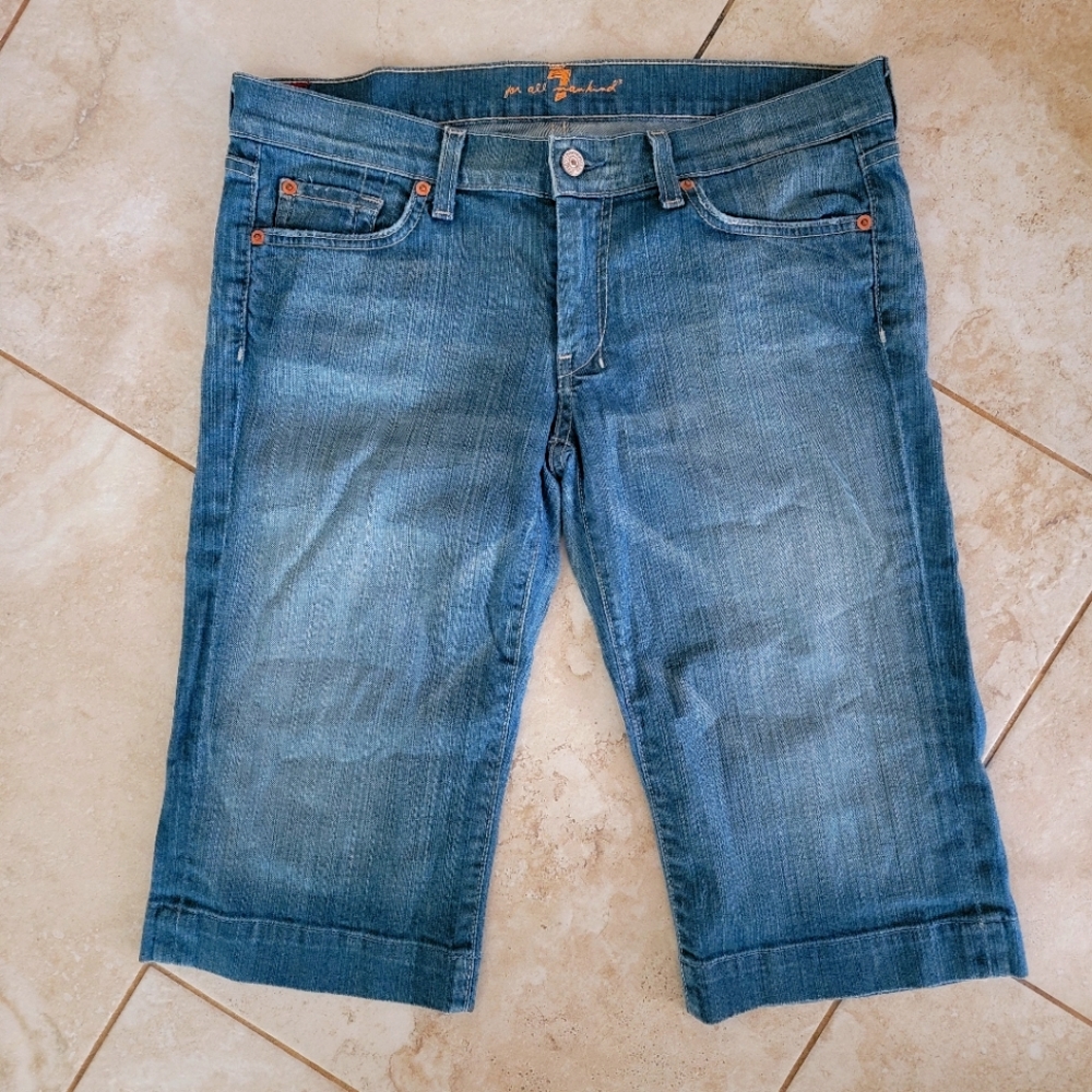 7 for All Mankind Dojo Cropped Denim Jeans SZ 31